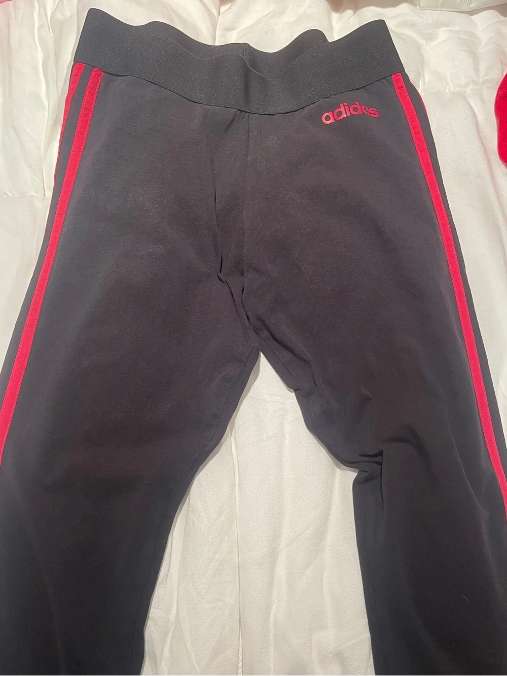 adidas Black Sweatpants with Red Side Stripes